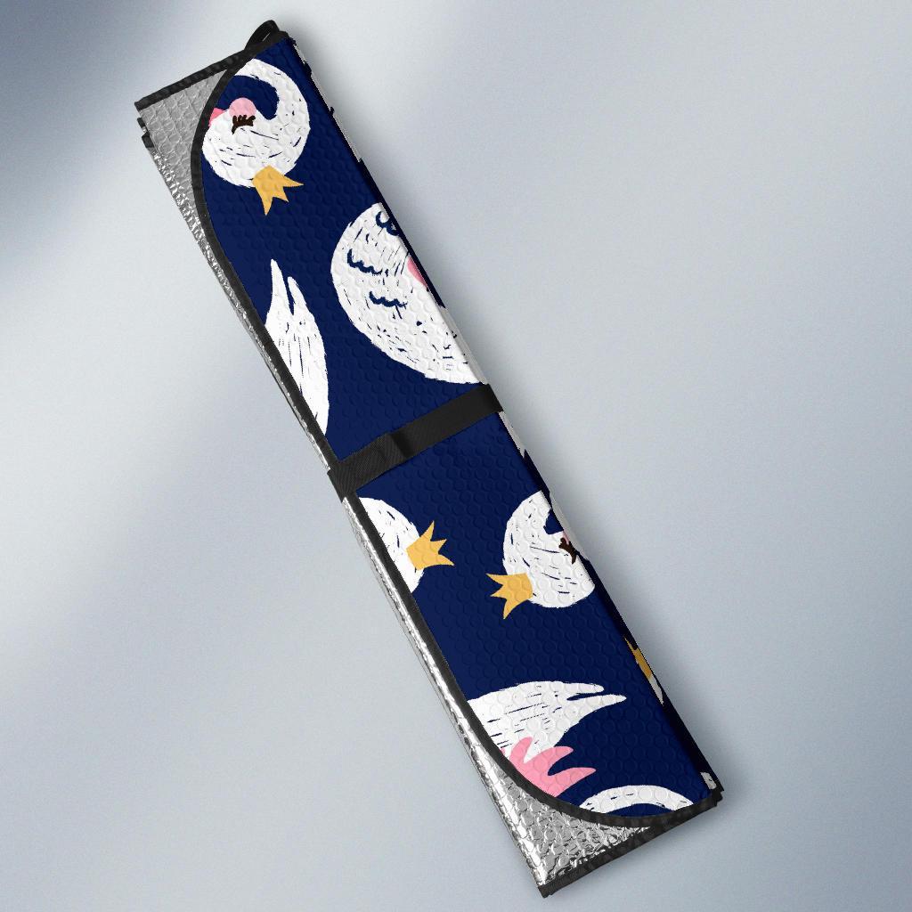 Queen Swan Pattern Print Car Sun Shade-grizzshop