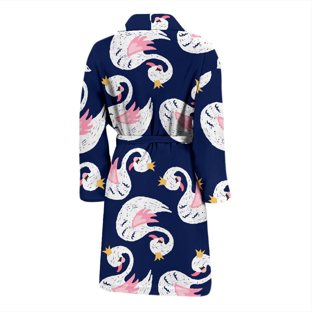 Queen Swan Pattern Print Men Long Robe-grizzshop