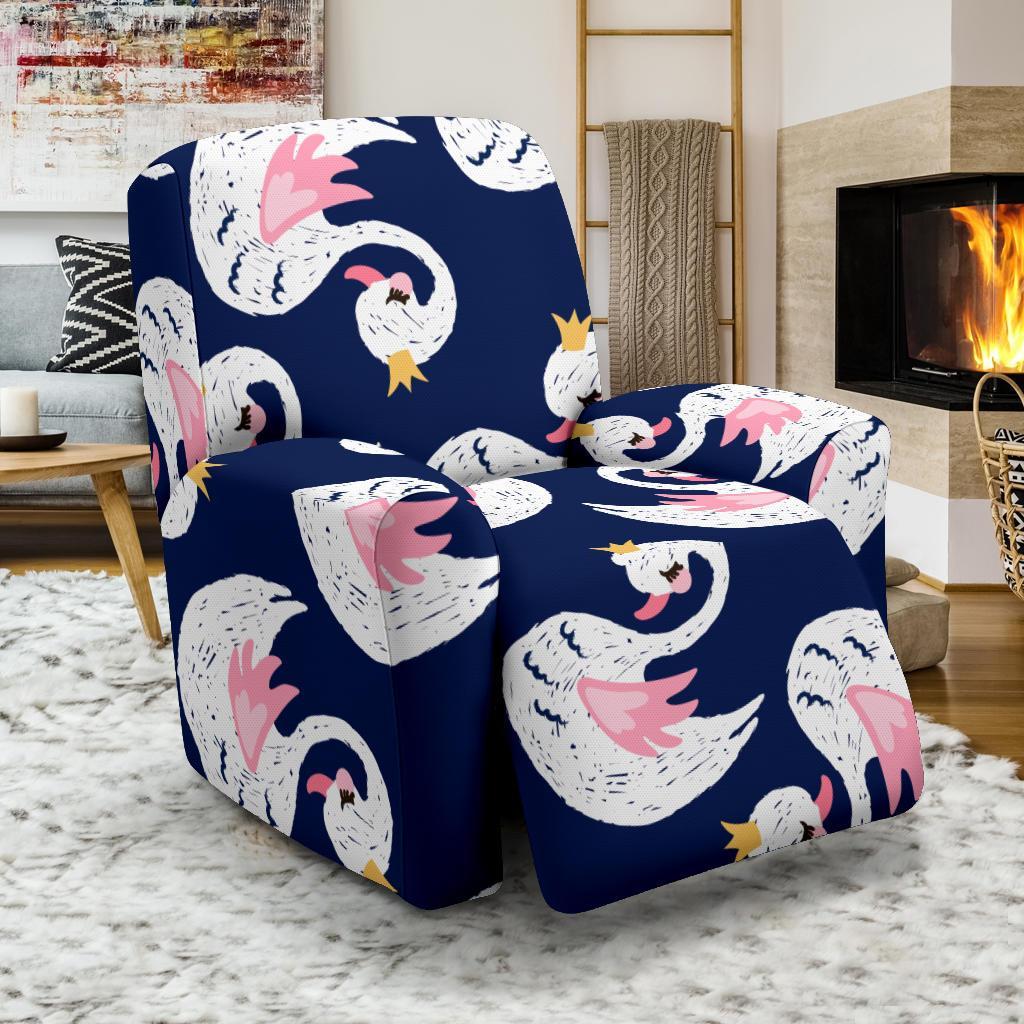 Queen Swan Pattern Print Recliner Cover-grizzshop