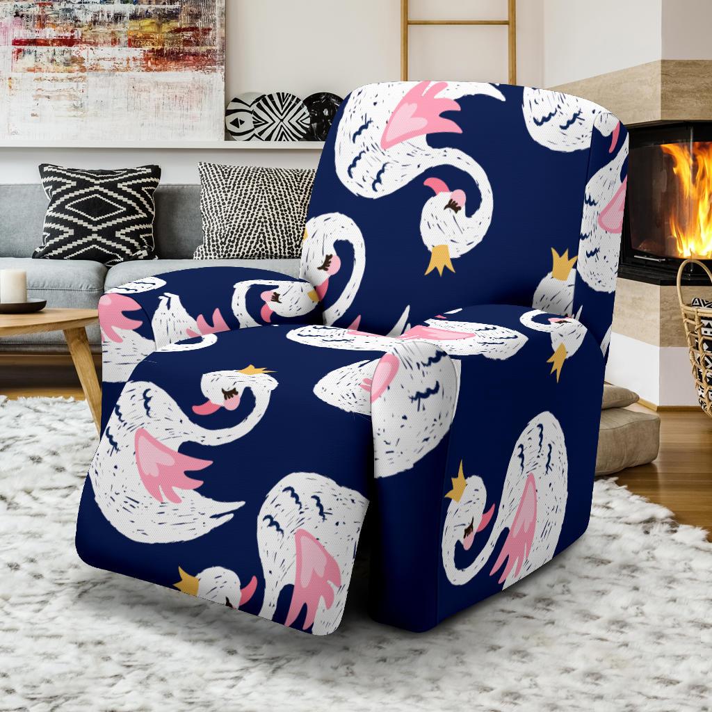 Queen Swan Pattern Print Recliner Cover-grizzshop