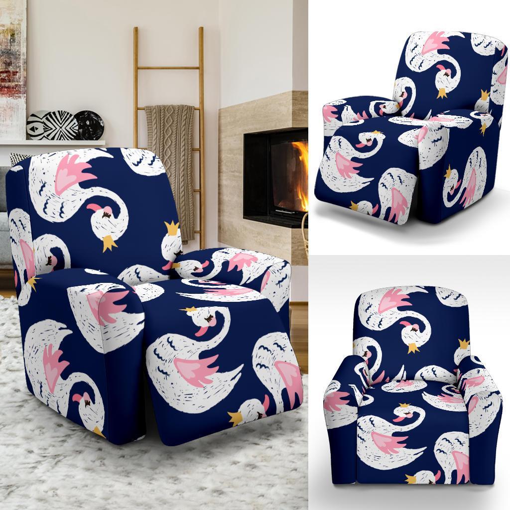 Queen Swan Pattern Print Recliner Cover-grizzshop