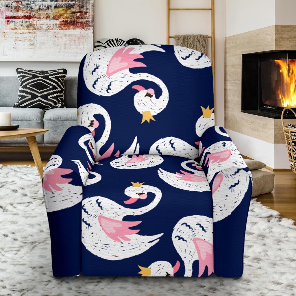 Queen Swan Pattern Print Recliner Cover-grizzshop