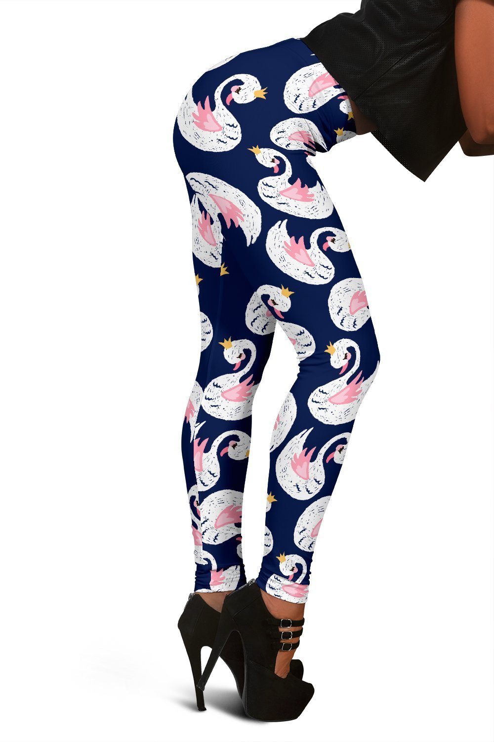 Queen Swan Print Pattern Women Leggings-grizzshop