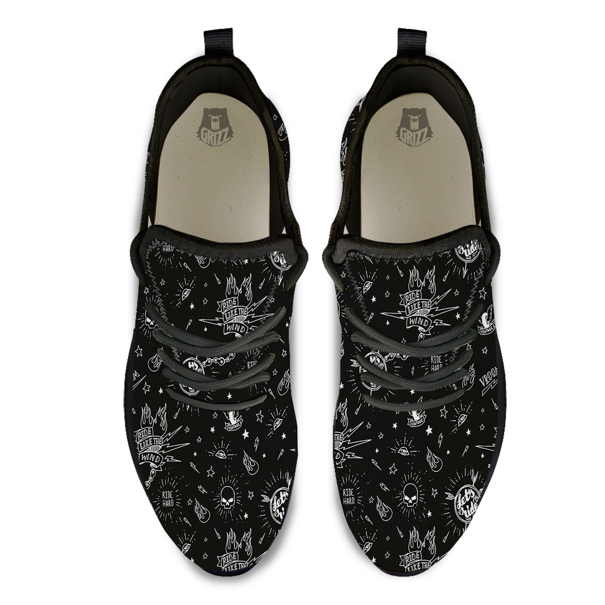 Quote Motorcycle Print Pattern Black Athletic Shoes-grizzshop