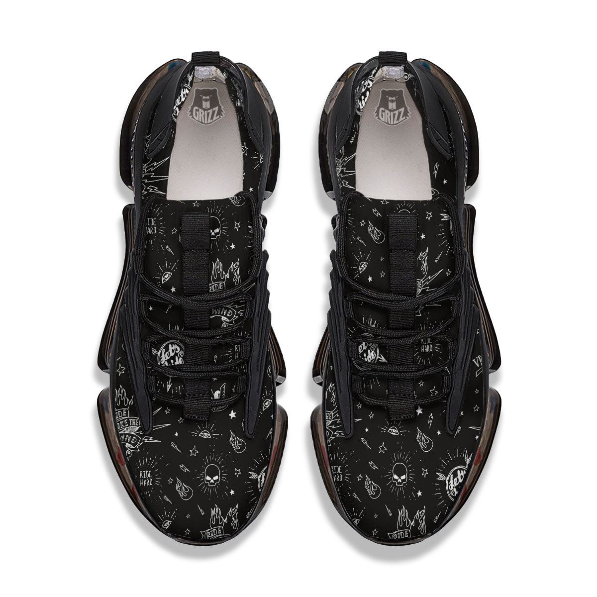 Quote Motorcycle Print Pattern Black Gym Shoes-grizzshop