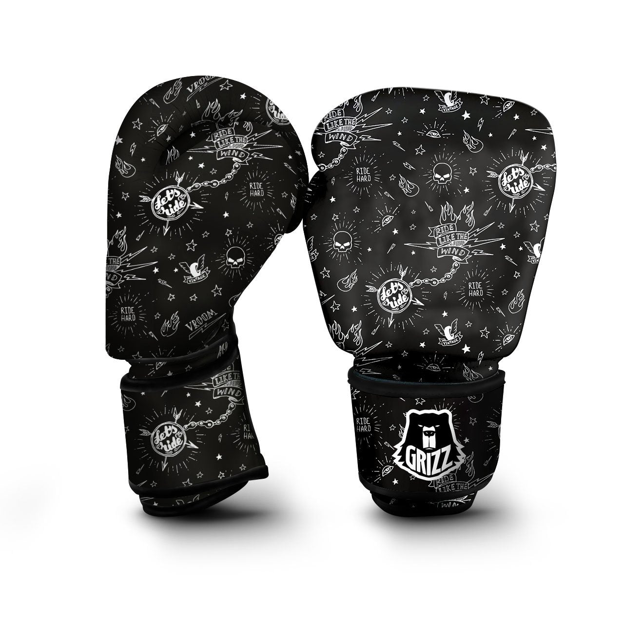 Quote Motorcycle Print Pattern Boxing Gloves-grizzshop