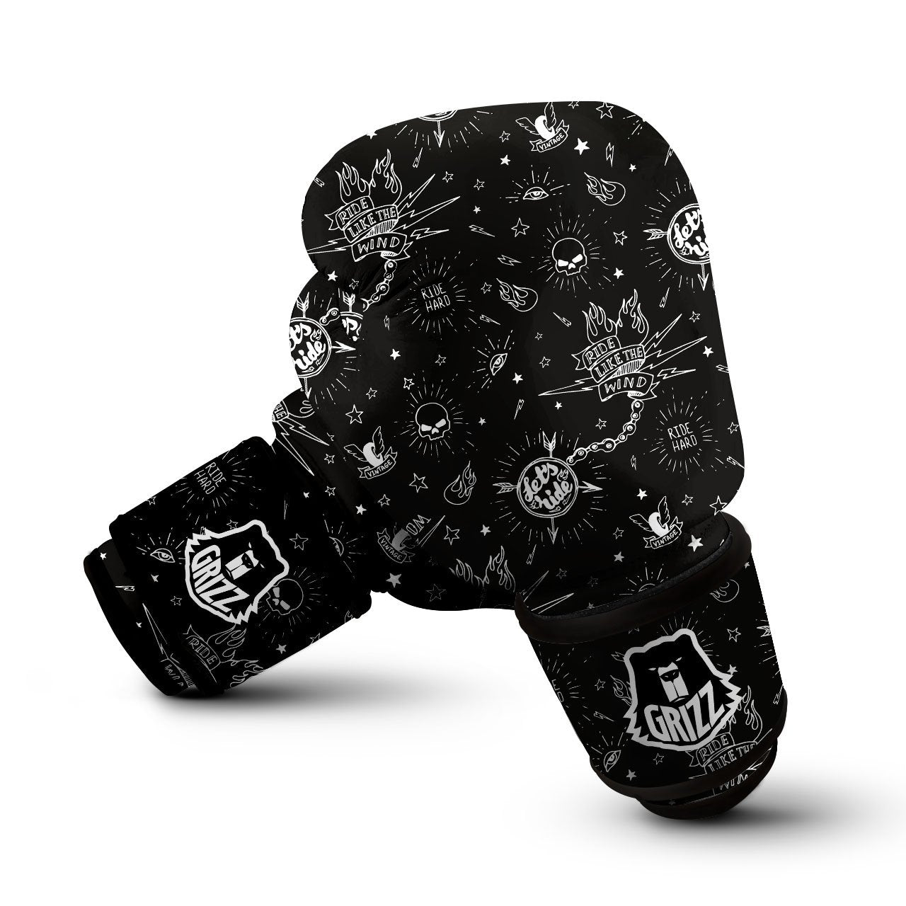 Quote Motorcycle Print Pattern Boxing Gloves-grizzshop