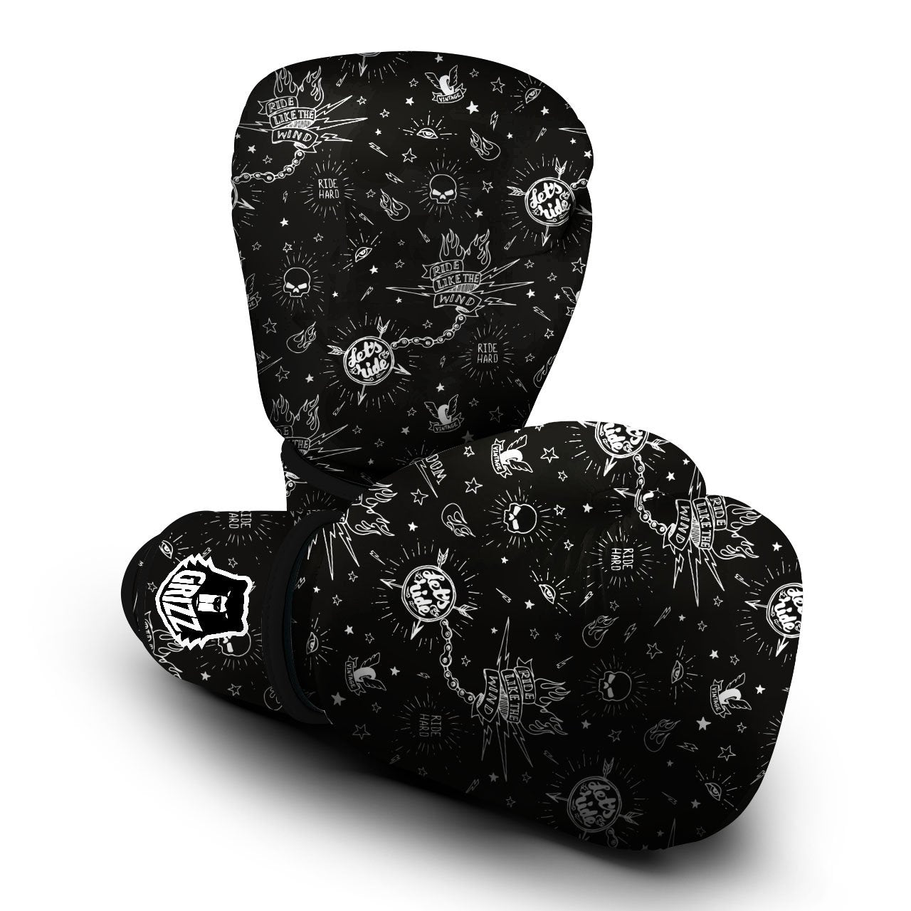 Quote Motorcycle Print Pattern Boxing Gloves-grizzshop