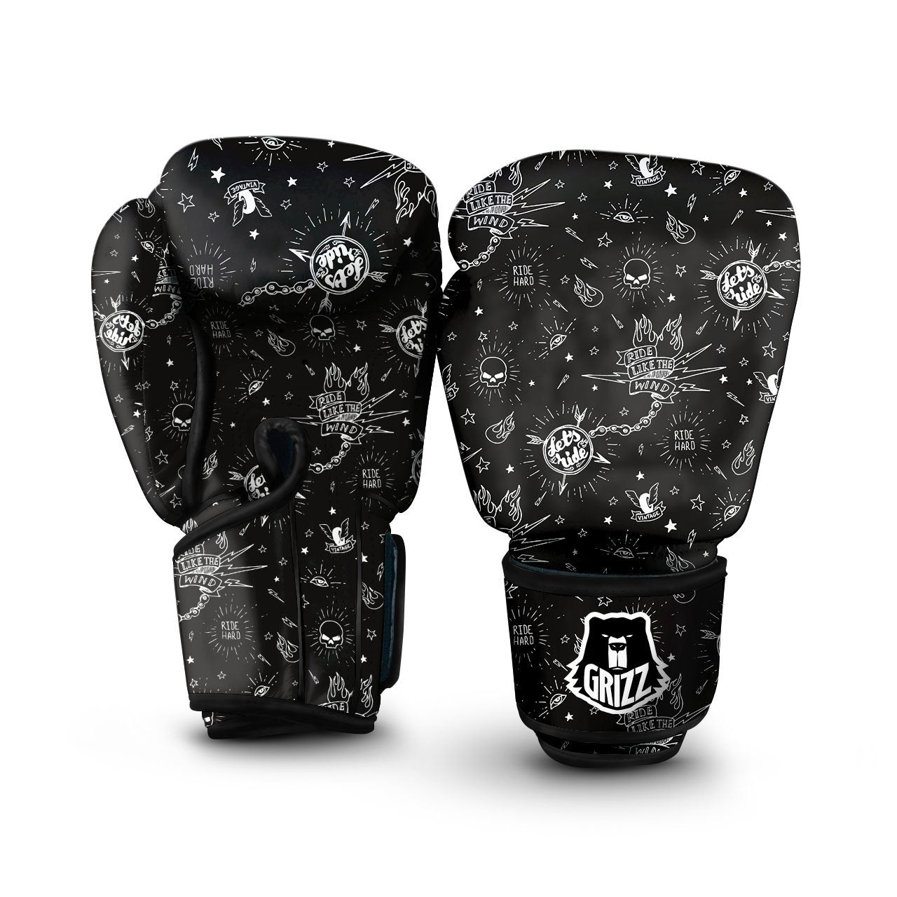 Quote Motorcycle Print Pattern Boxing Gloves-grizzshop