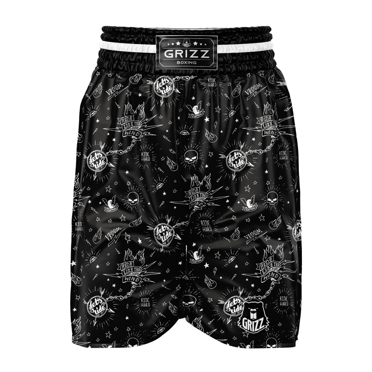 Quote Motorcycle Print Pattern Boxing Shorts-grizzshop