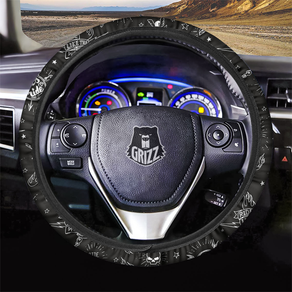 Quote Motorcycle Print Pattern Car Steering Wheel Cover-grizzshop