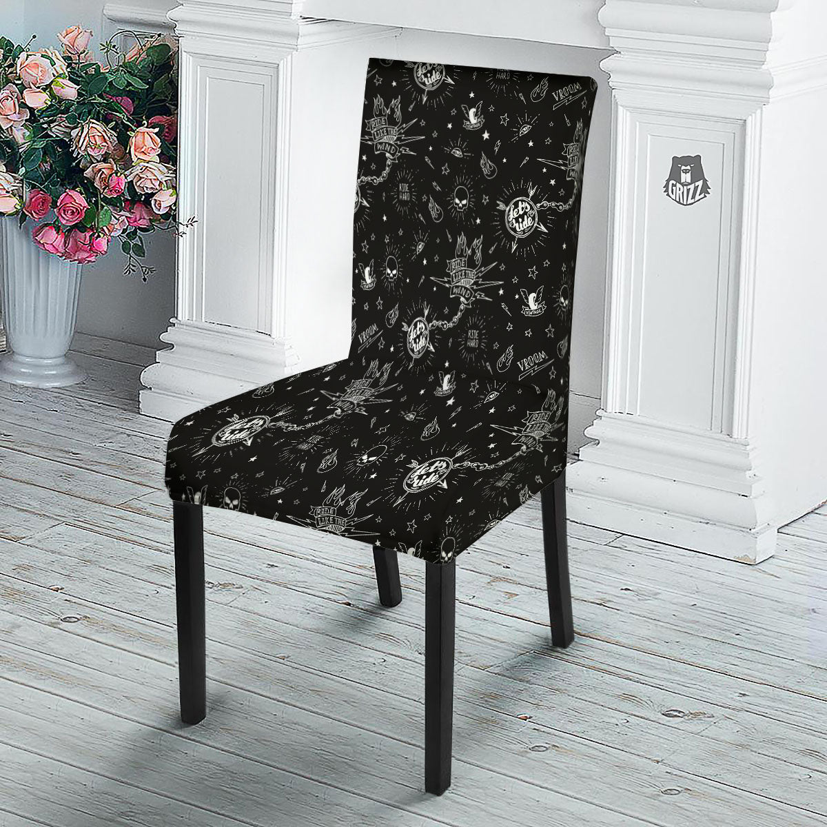 Quote Motorcycle Print Pattern Dining Chair Slipcover-grizzshop