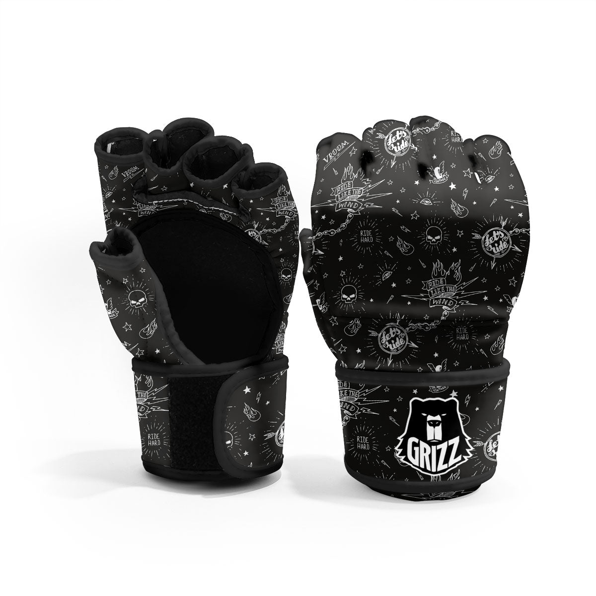 Quote Motorcycle Print Pattern MMA Gloves-grizzshop