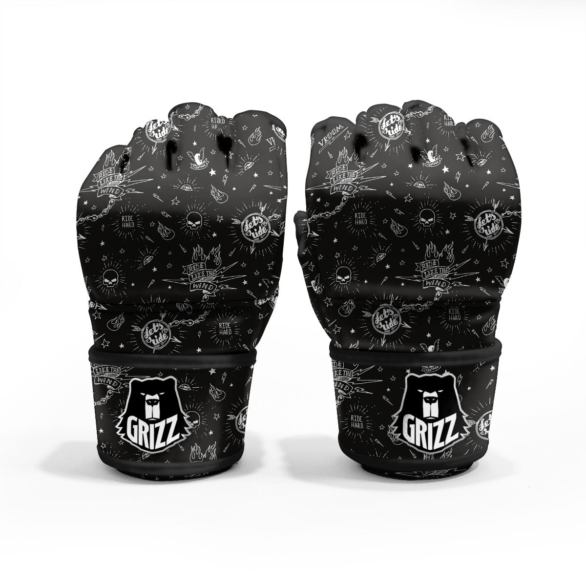 Quote Motorcycle Print Pattern MMA Gloves-grizzshop