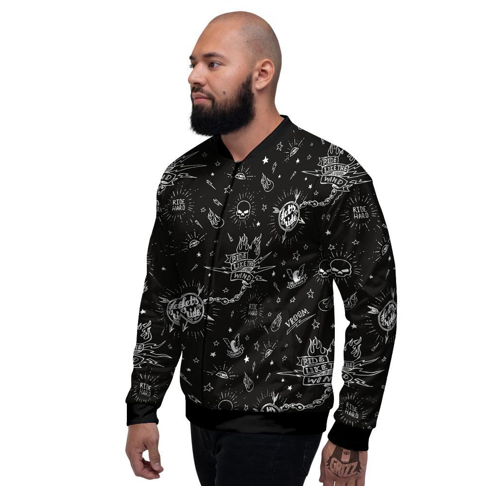 Quote Motorcycle Print Pattern Men's Bomber Jacket-grizzshop