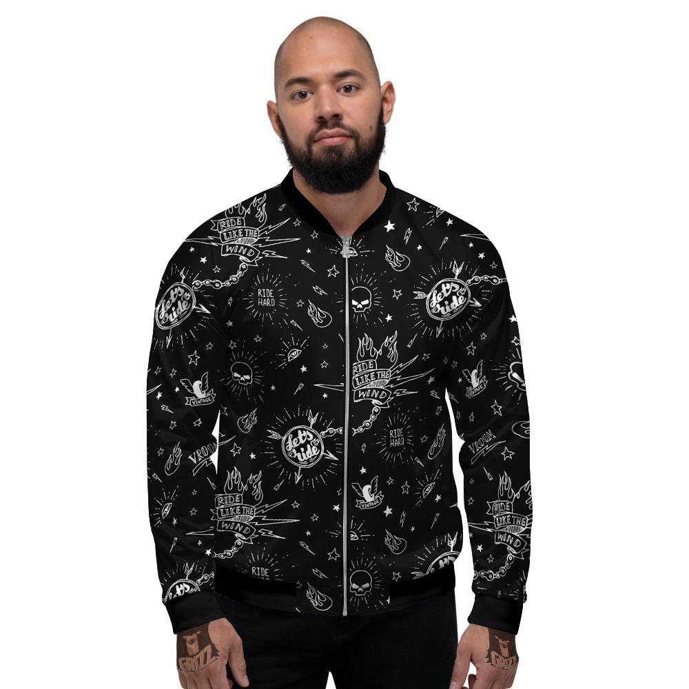 Quote Motorcycle Print Pattern Men's Bomber Jacket-grizzshop
