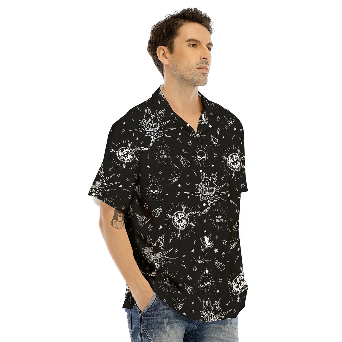 Quote Motorcycle Print Pattern Men's Hawaiian Shirt-grizzshop