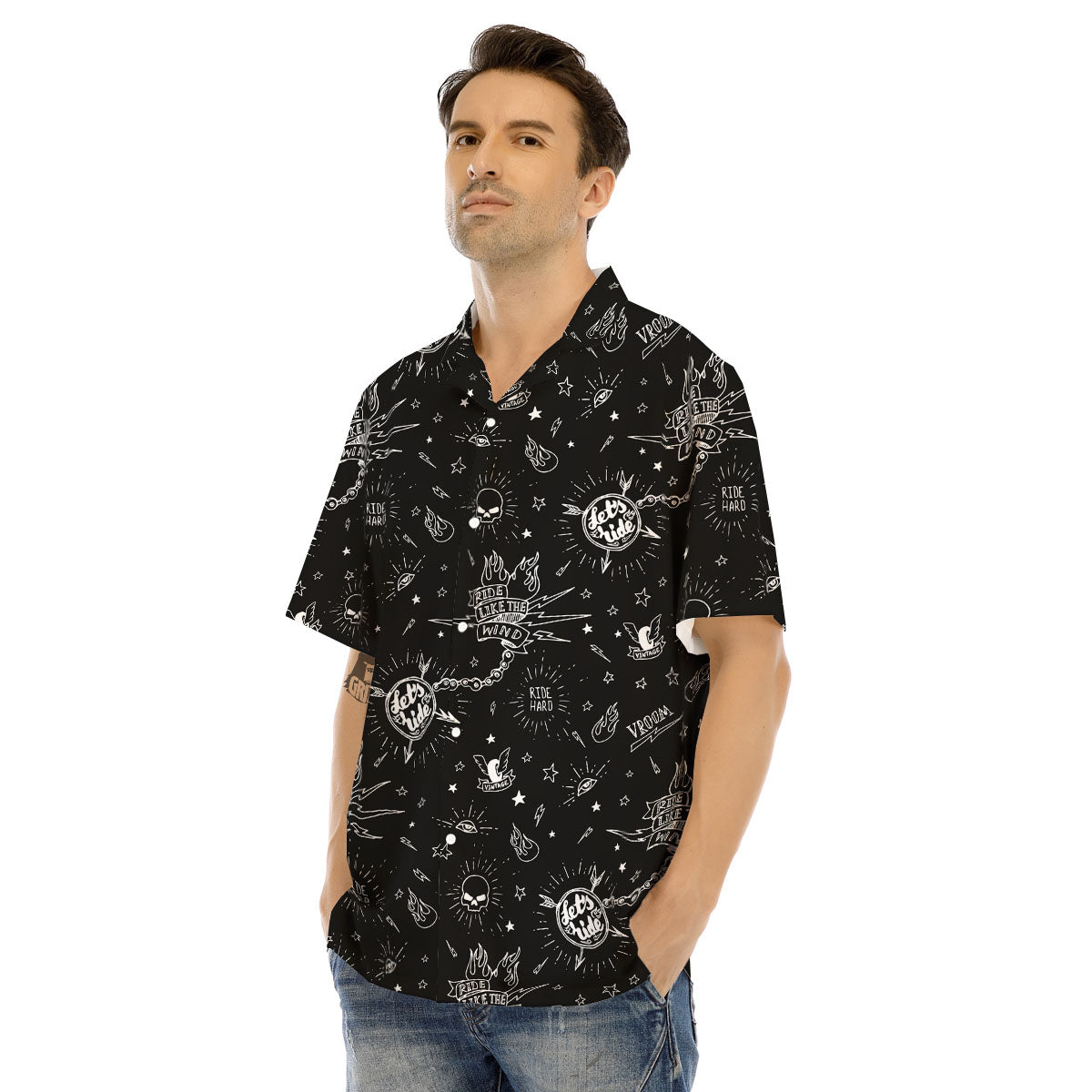 Quote Motorcycle Print Pattern Men's Hawaiian Shirt-grizzshop