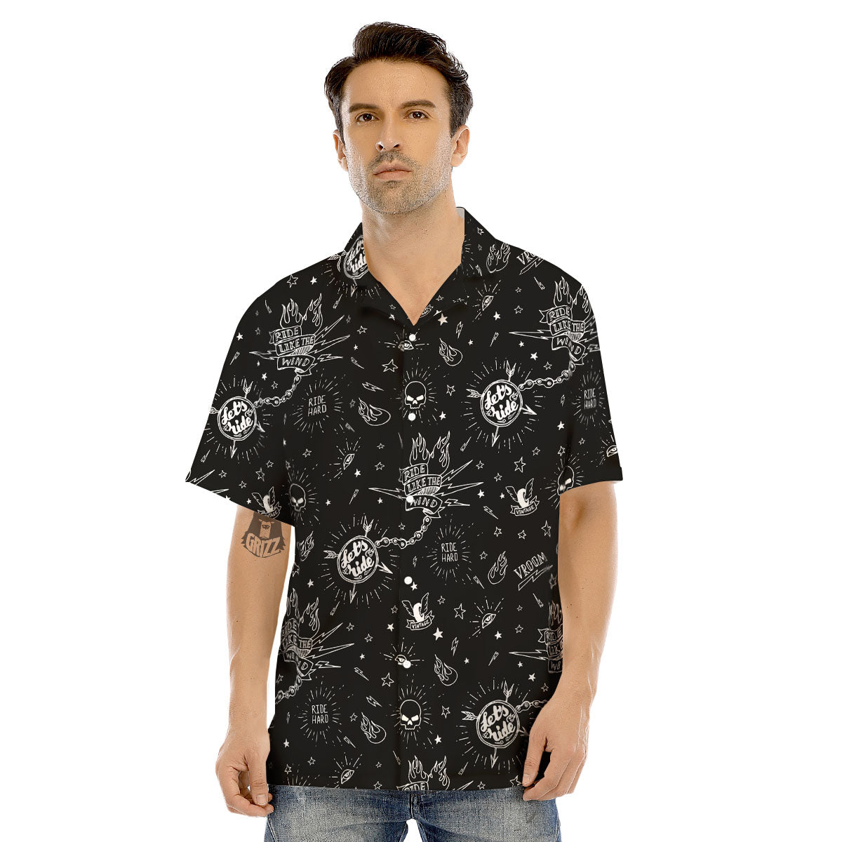 Quote Motorcycle Print Pattern Men's Hawaiian Shirt-grizzshop