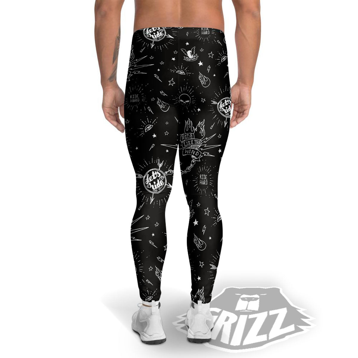 Quote Motorcycle Print Pattern Men's Leggings-grizzshop
