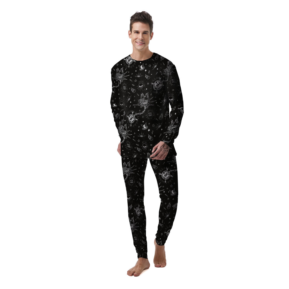 Quote Motorcycle Print Pattern Men's Pajamas-grizzshop