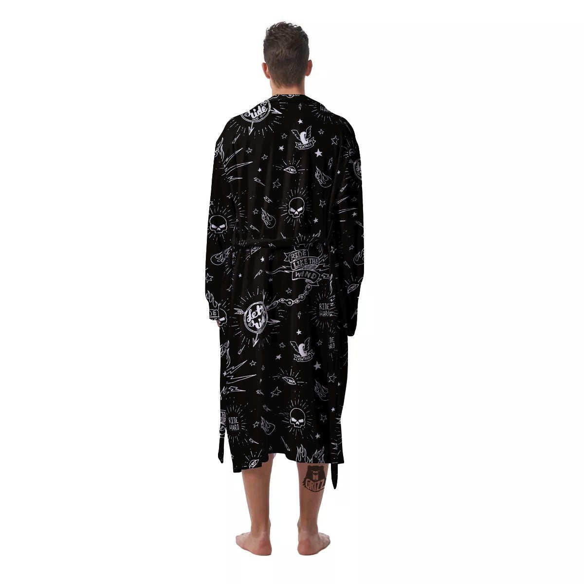 Quote Motorcycle Print Pattern Men's Robe-grizzshop