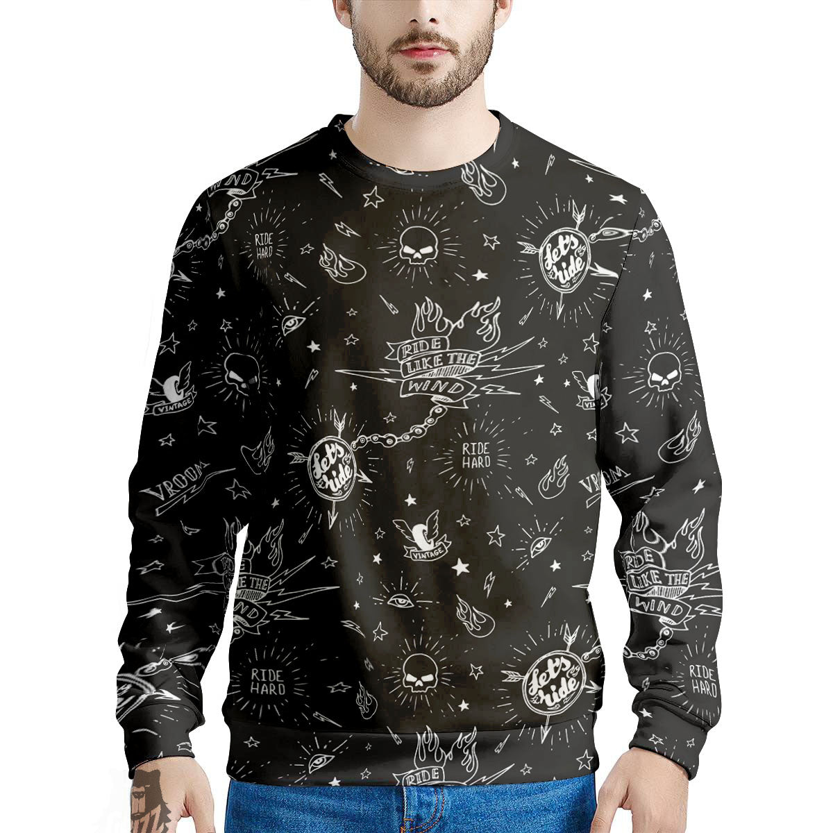 Quote Motorcycle Print Pattern Men's Sweatshirt-grizzshop