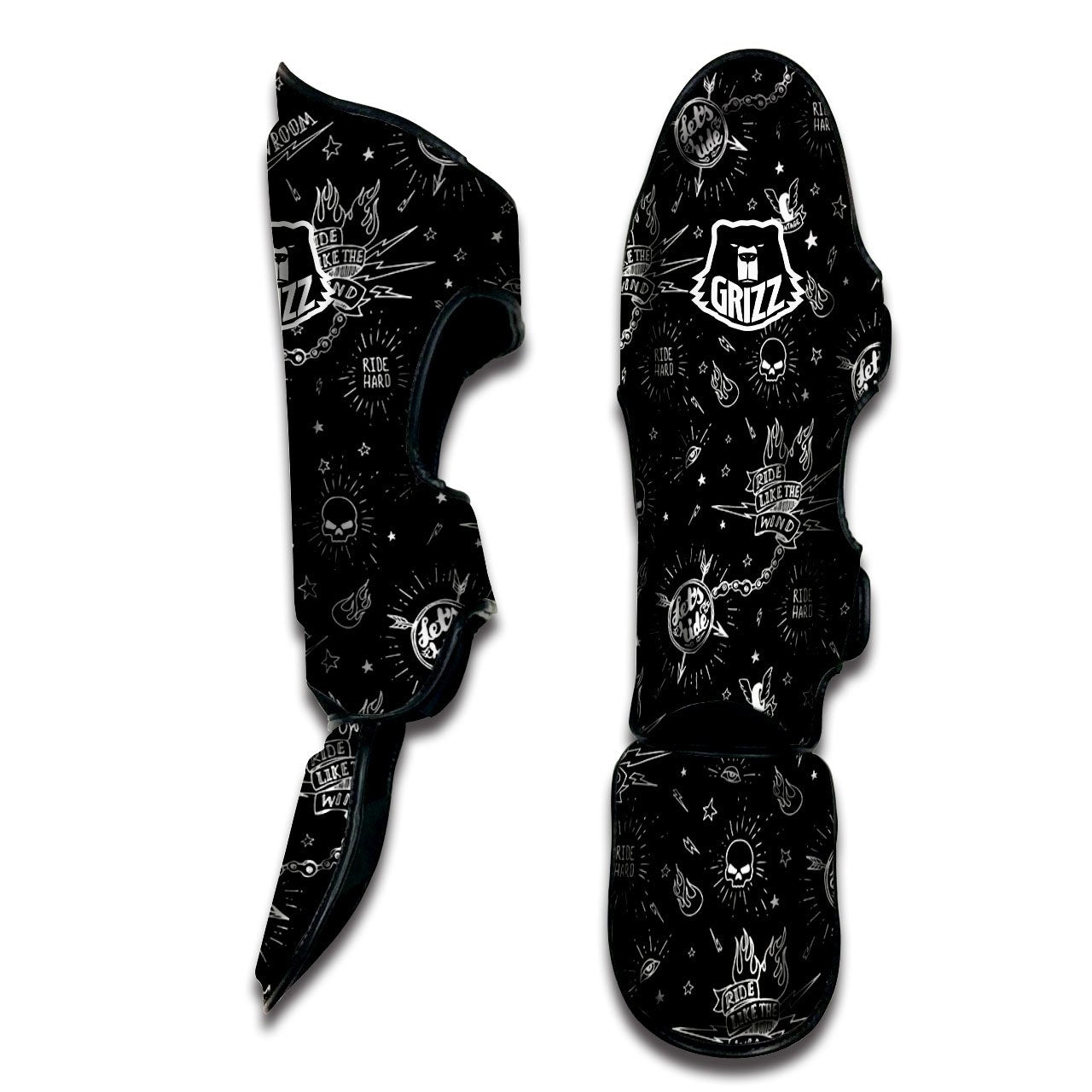 Quote Motorcycle Print Pattern Muay Thai Shin Guards-grizzshop