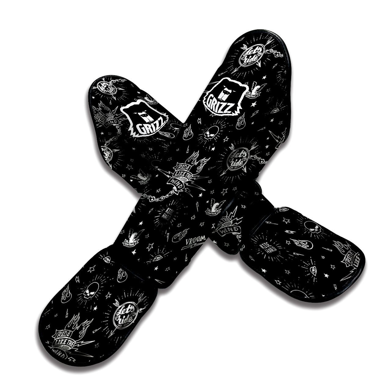 Quote Motorcycle Print Pattern Muay Thai Shin Guards-grizzshop