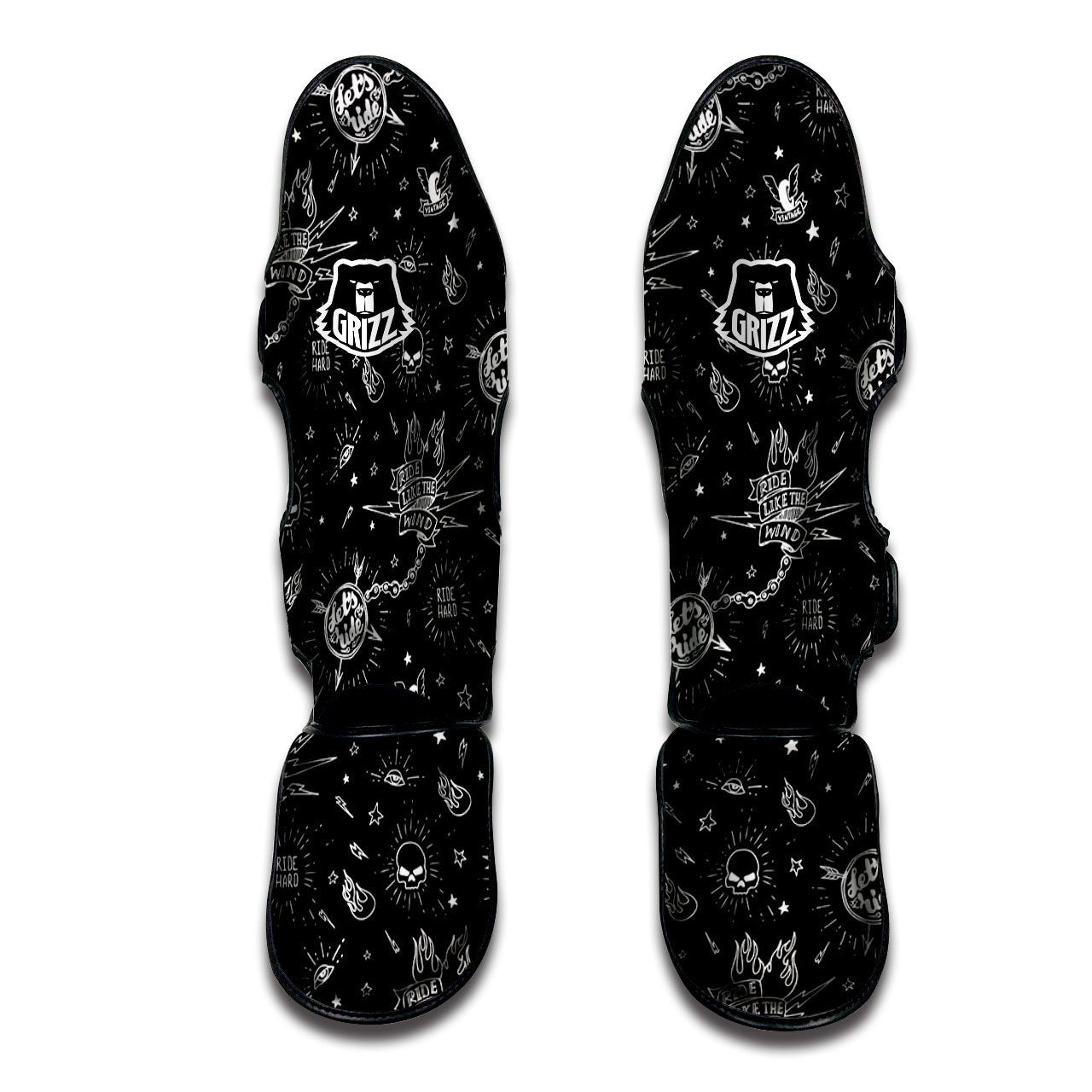 Quote Motorcycle Print Pattern Muay Thai Shin Guards-grizzshop