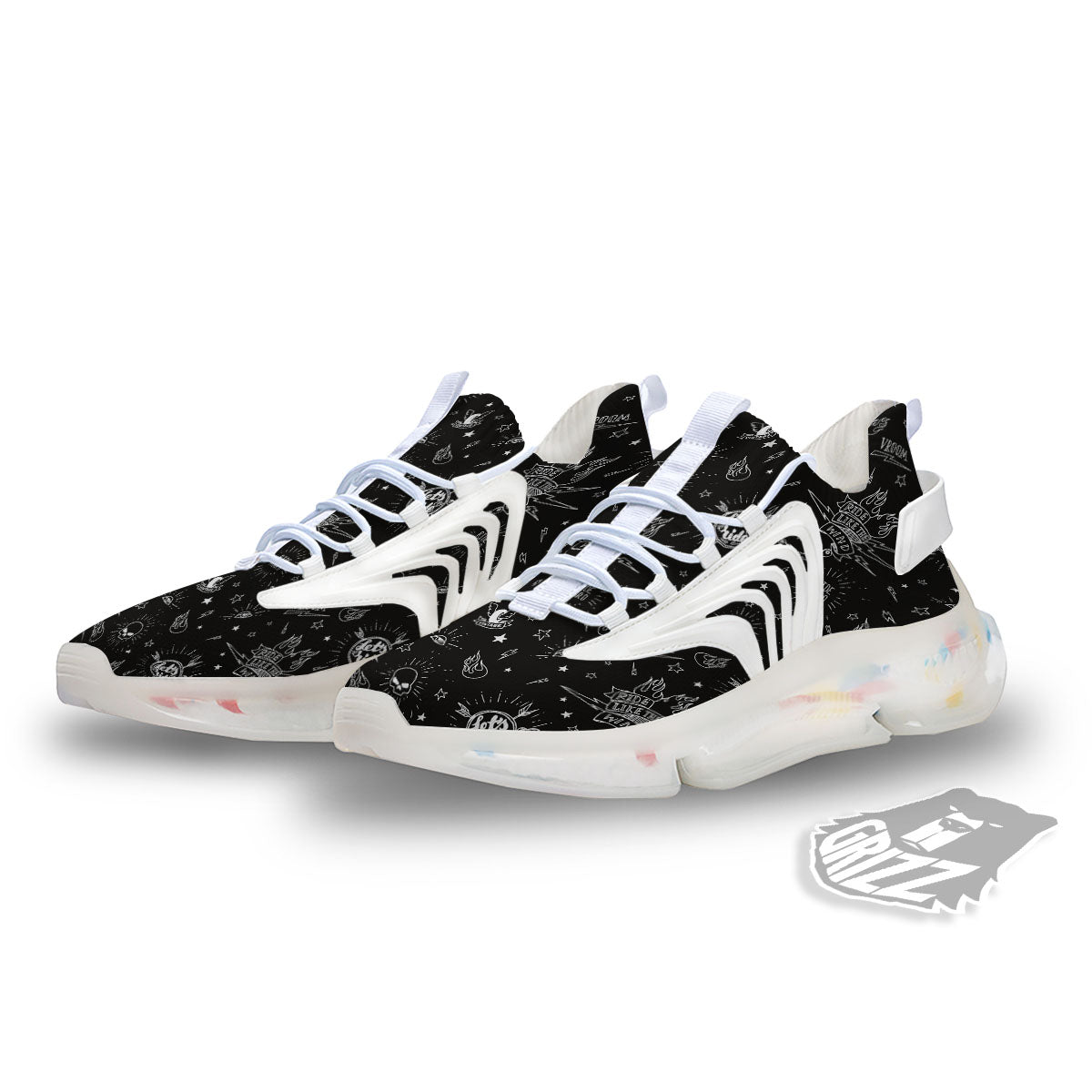 Quote Motorcycle Print Pattern White Gym Shoes-grizzshop