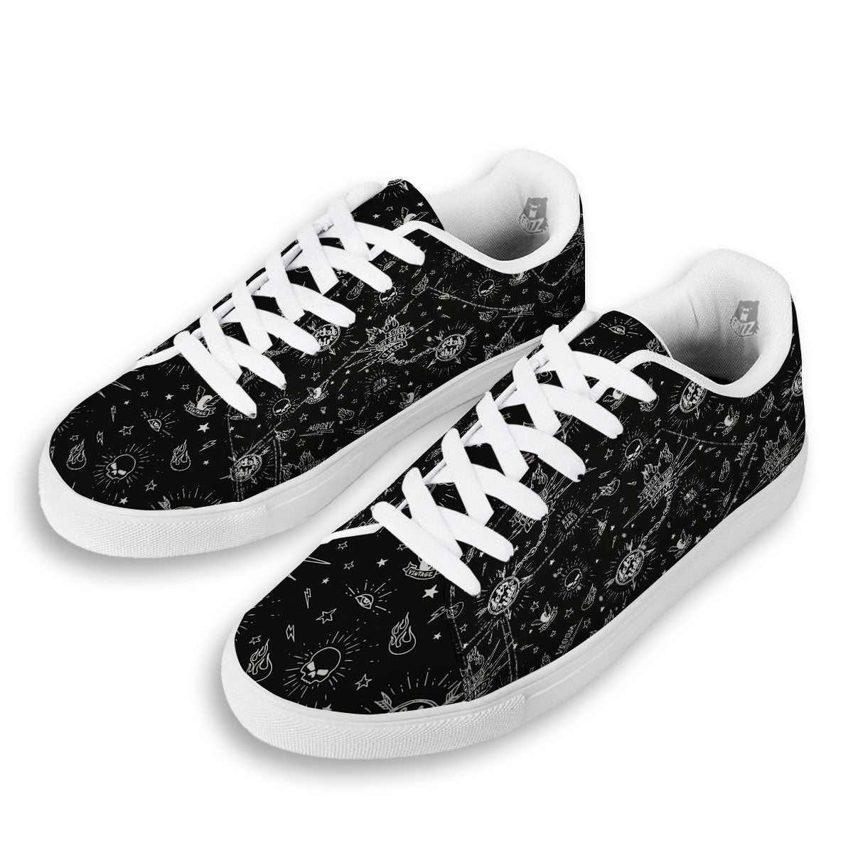 Quote Motorcycle Print Pattern White Low Top Sneakers-grizzshop