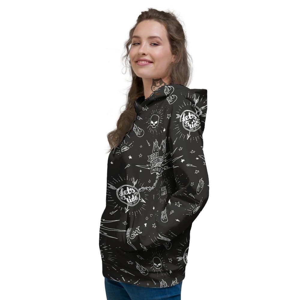 Quote Motorcycle Print Pattern Women's Hoodie-grizzshop