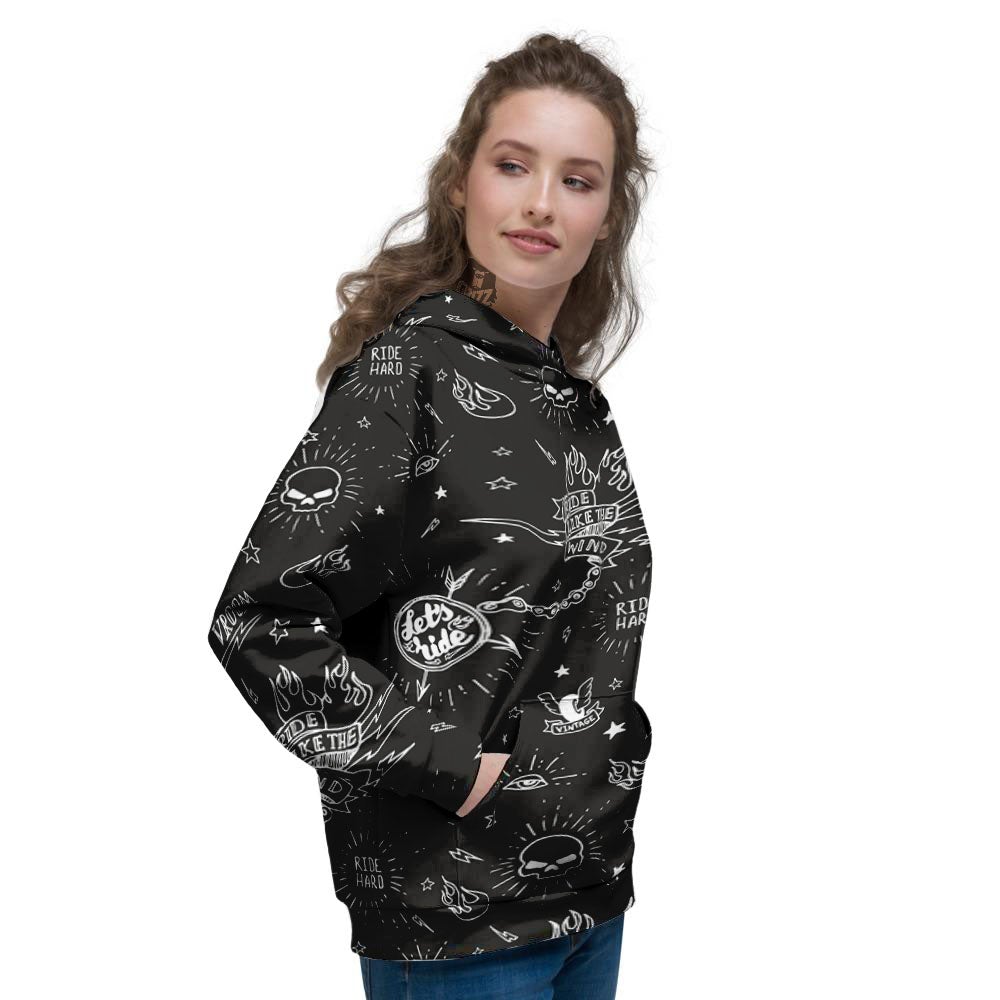 Quote Motorcycle Print Pattern Women's Hoodie-grizzshop