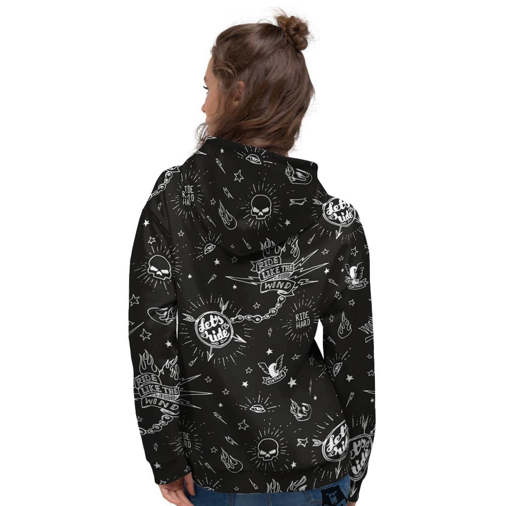 Quote Motorcycle Print Pattern Women's Hoodie-grizzshop