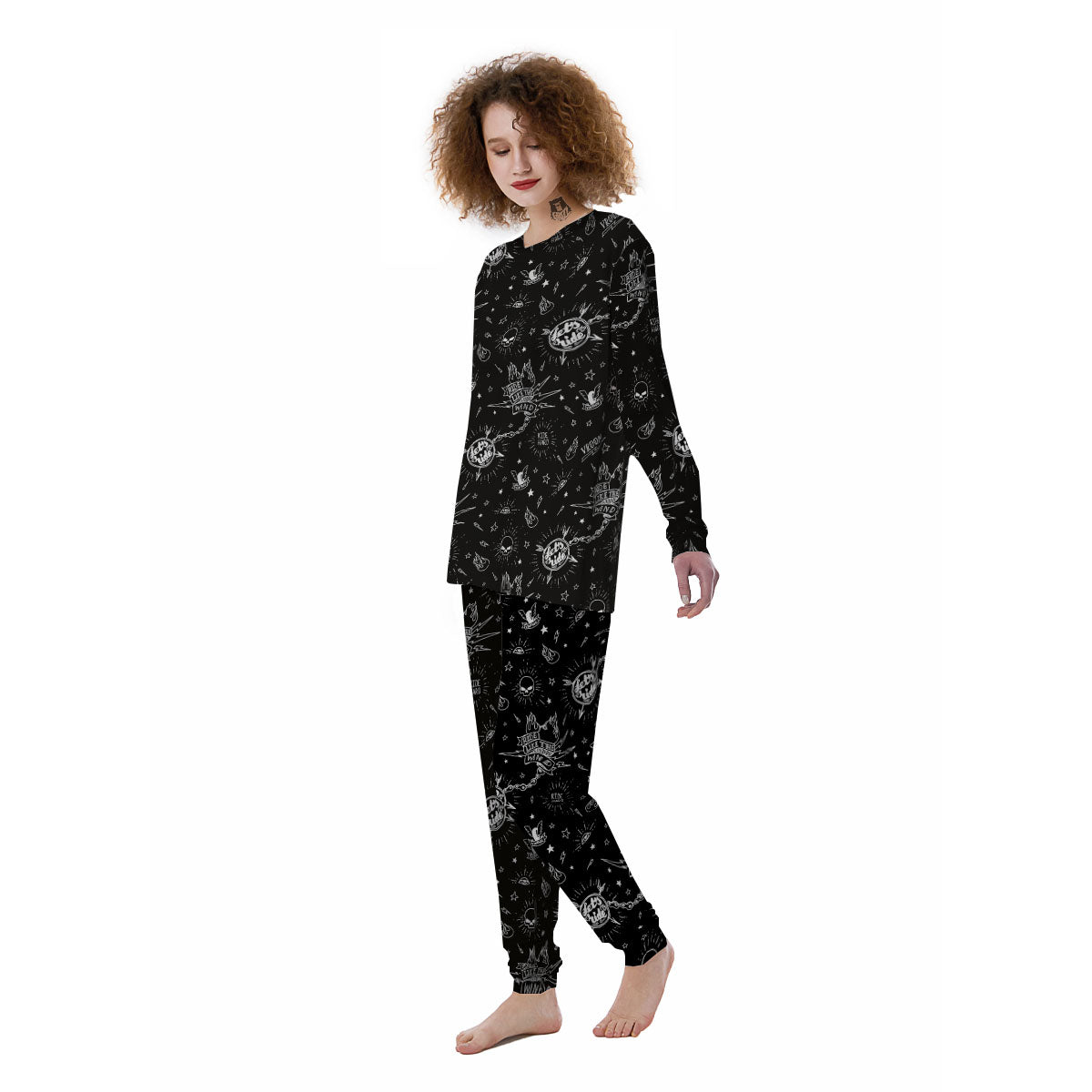 Quote Motorcycle Print Pattern Women's Pajamas-grizzshop