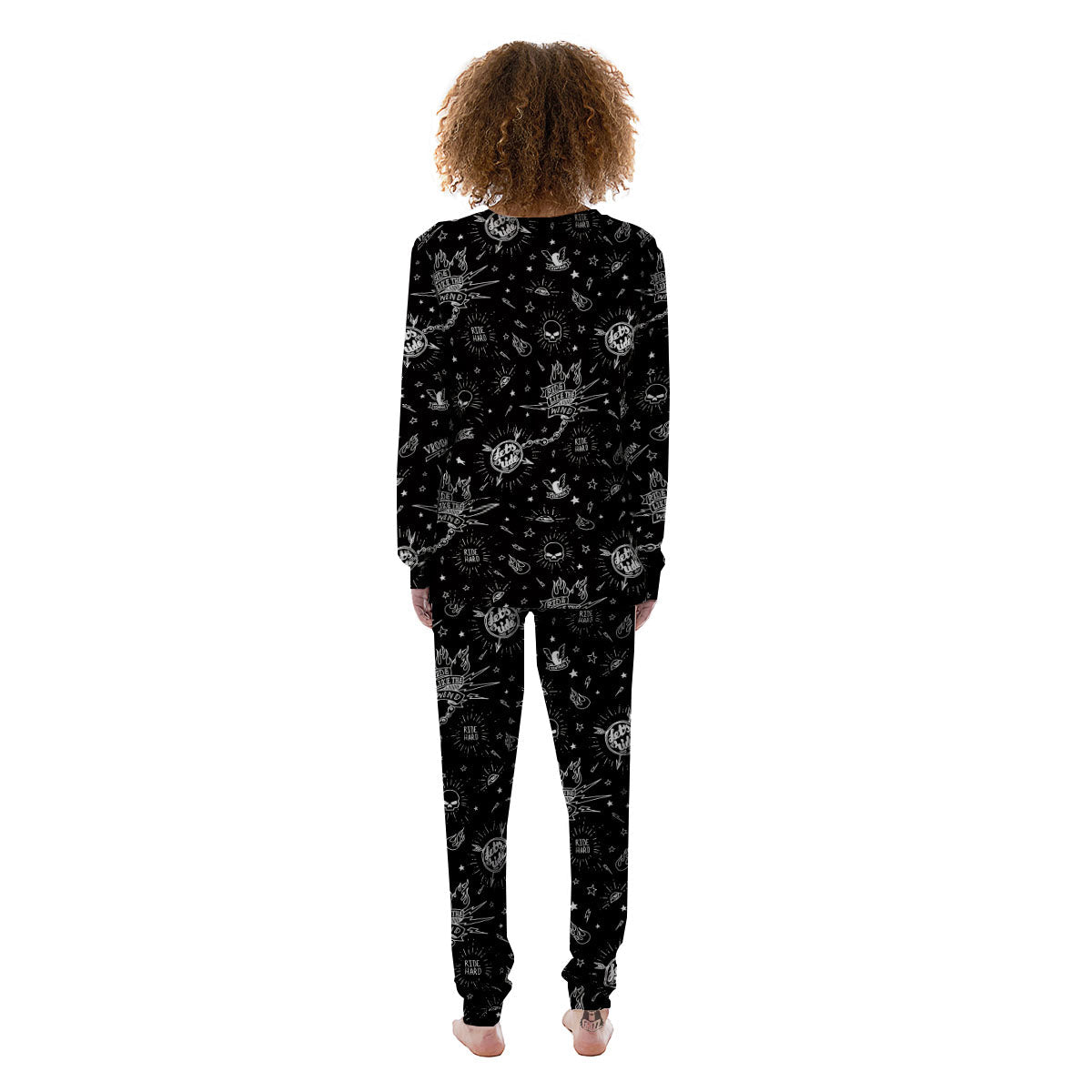 Quote Motorcycle Print Pattern Women's Pajamas-grizzshop