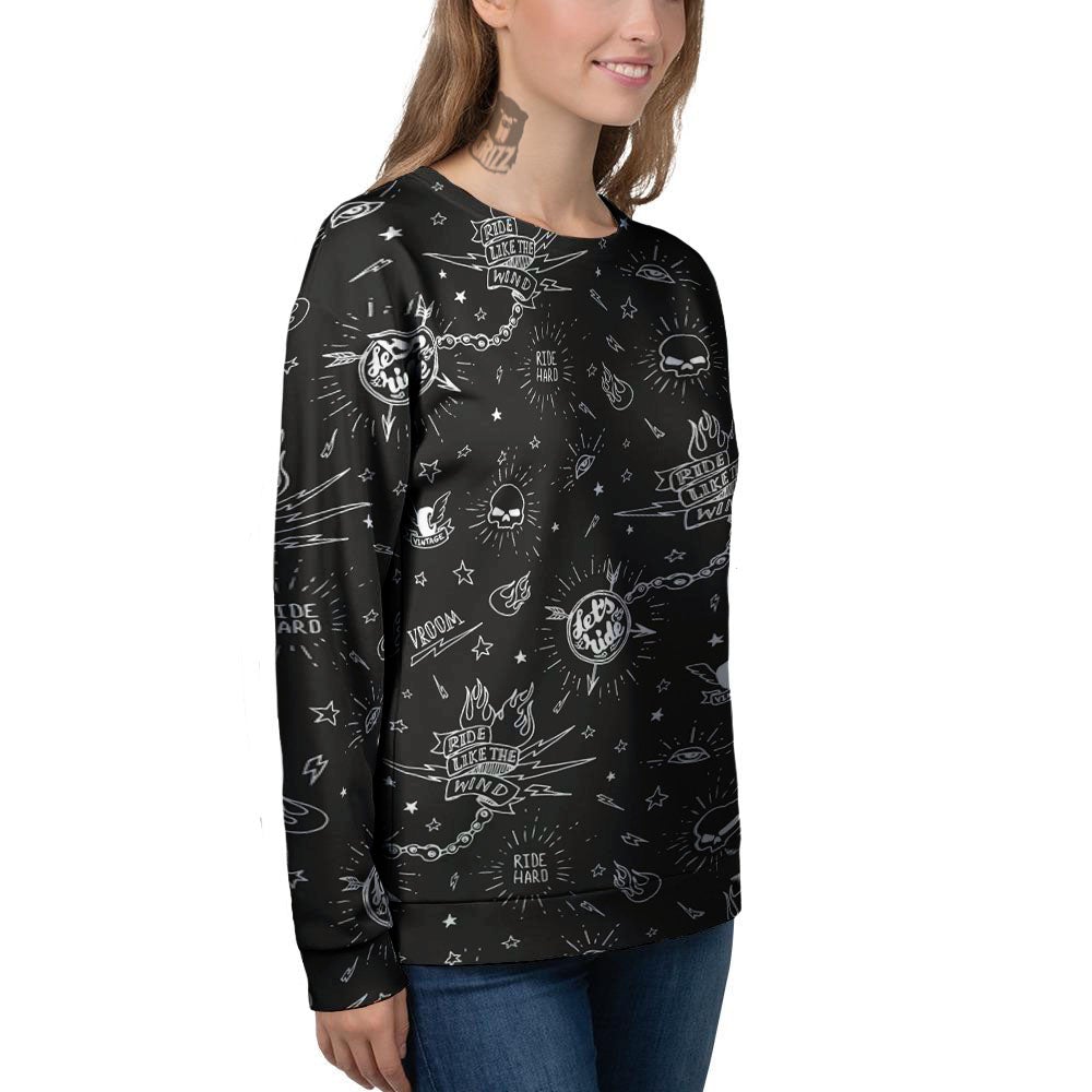 Quote Motorcycle Print Pattern Women's Sweatshirt-grizzshop