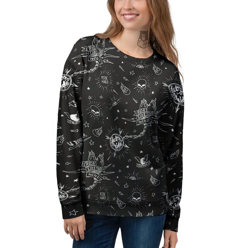 Quote Motorcycle Print Pattern Women's Sweatshirt-grizzshop