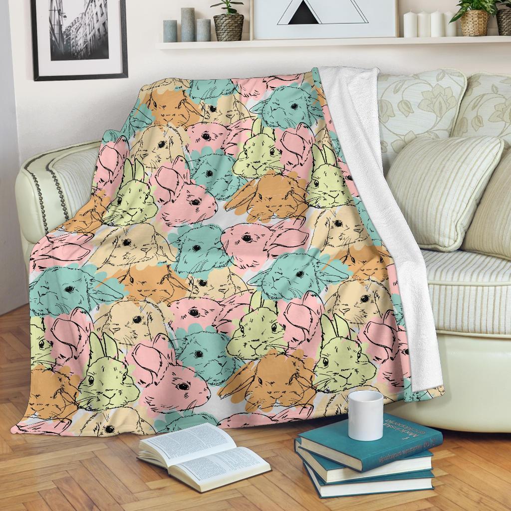 Rabbit Bunny Pattern Print Blanket-grizzshop