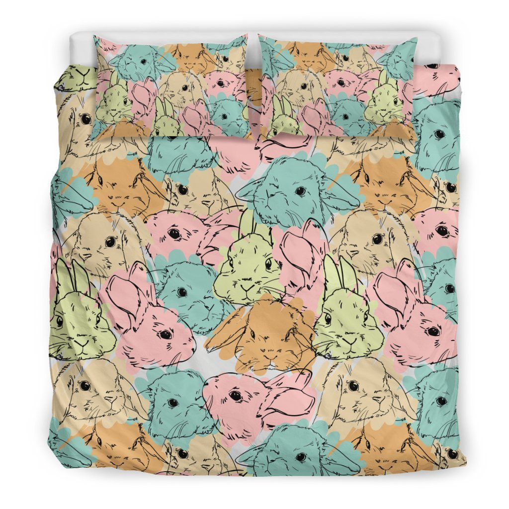 Rabbit Bunny Pattern Print Duvet Cover Bedding Set-grizzshop