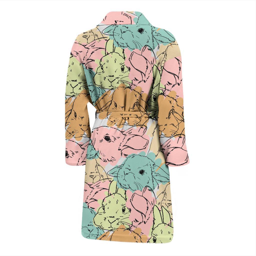 Rabbit Bunny Pattern Print Men Long Robe-grizzshop