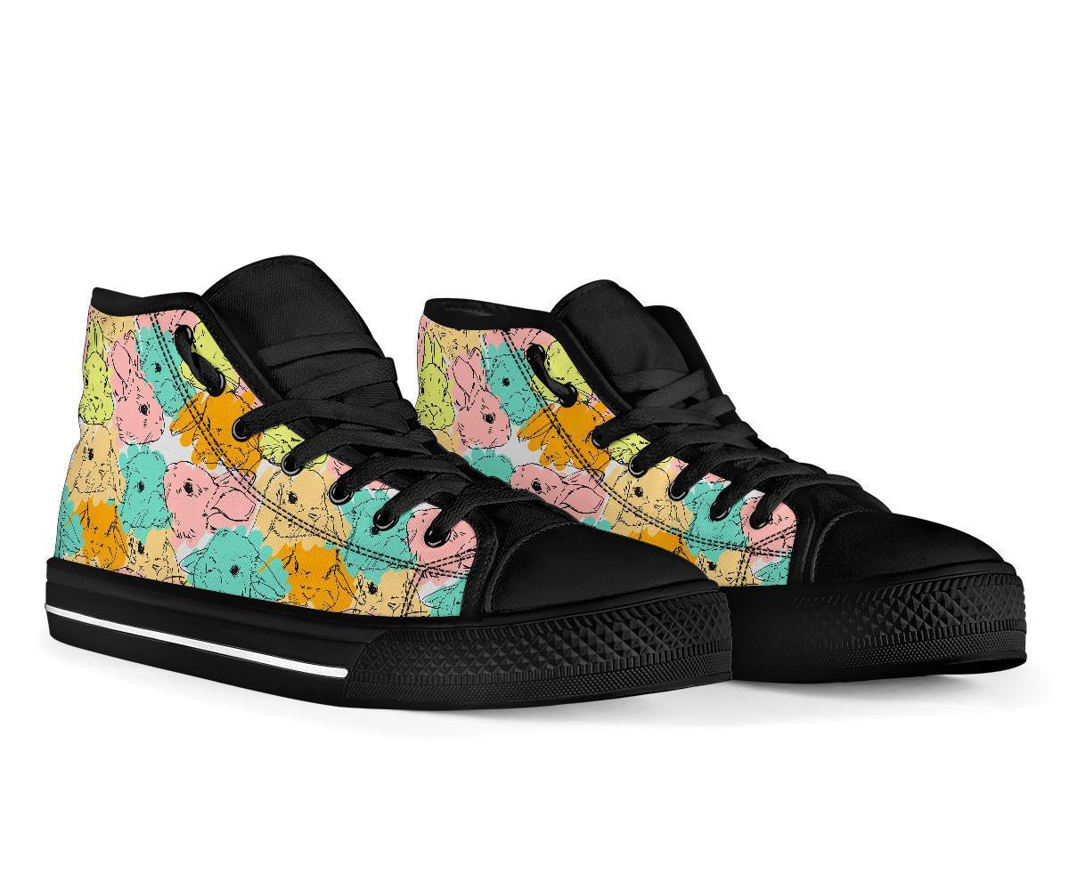 Rabbit Bunny Pattern Print Men Women's High Top Shoes-grizzshop