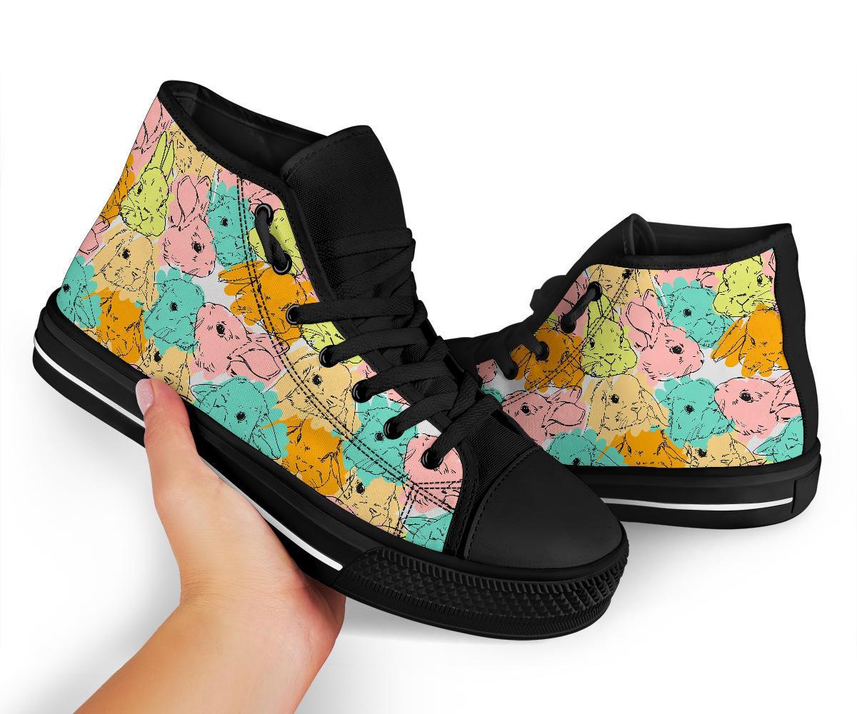 Rabbit Bunny Pattern Print Men Women's High Top Shoes-grizzshop