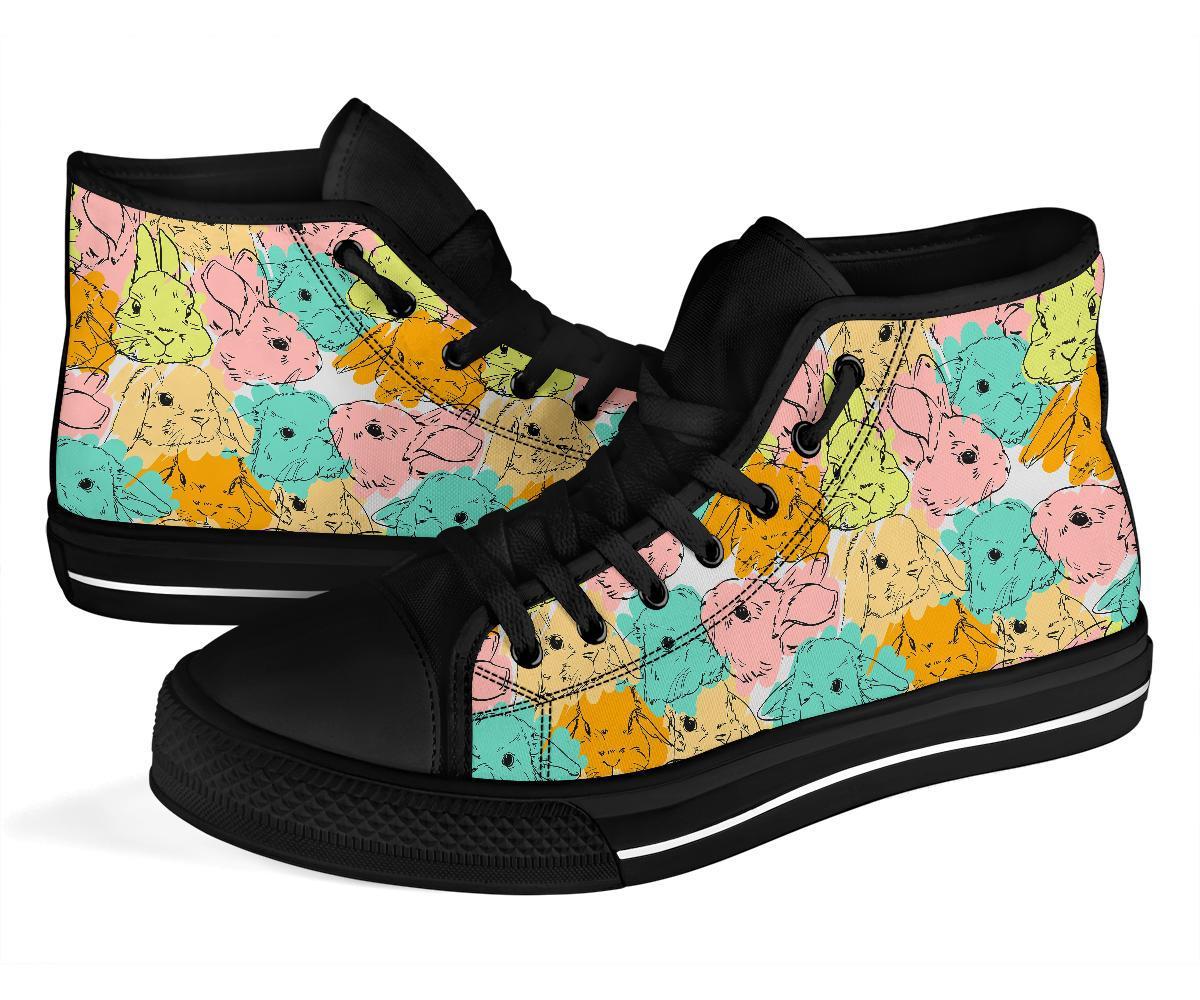Rabbit Bunny Pattern Print Men Women's High Top Shoes-grizzshop