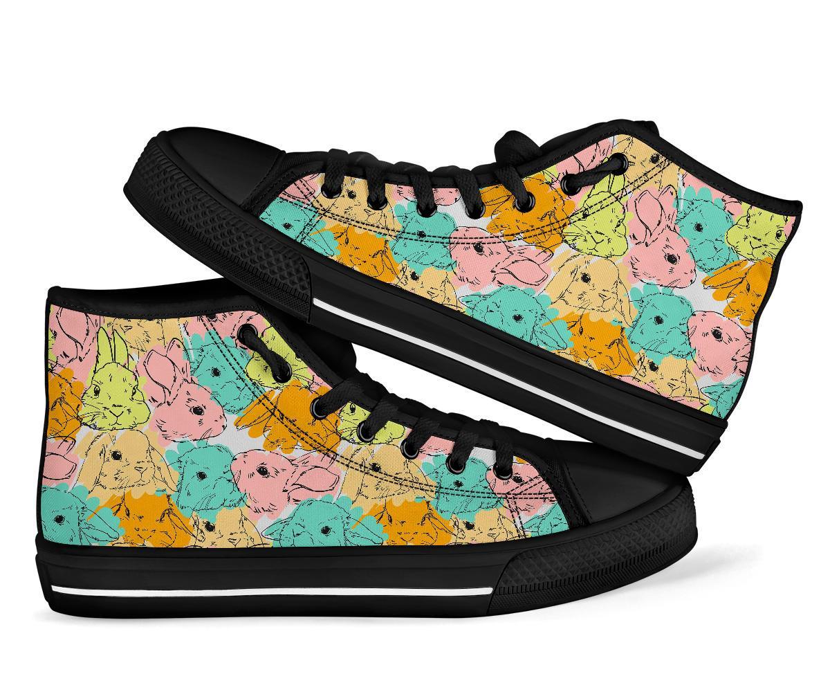 Rabbit Bunny Pattern Print Men Women's High Top Shoes-grizzshop