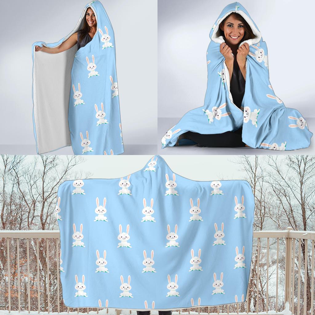 Rabbit Bunny Print Pattern Hooded Blanket-grizzshop