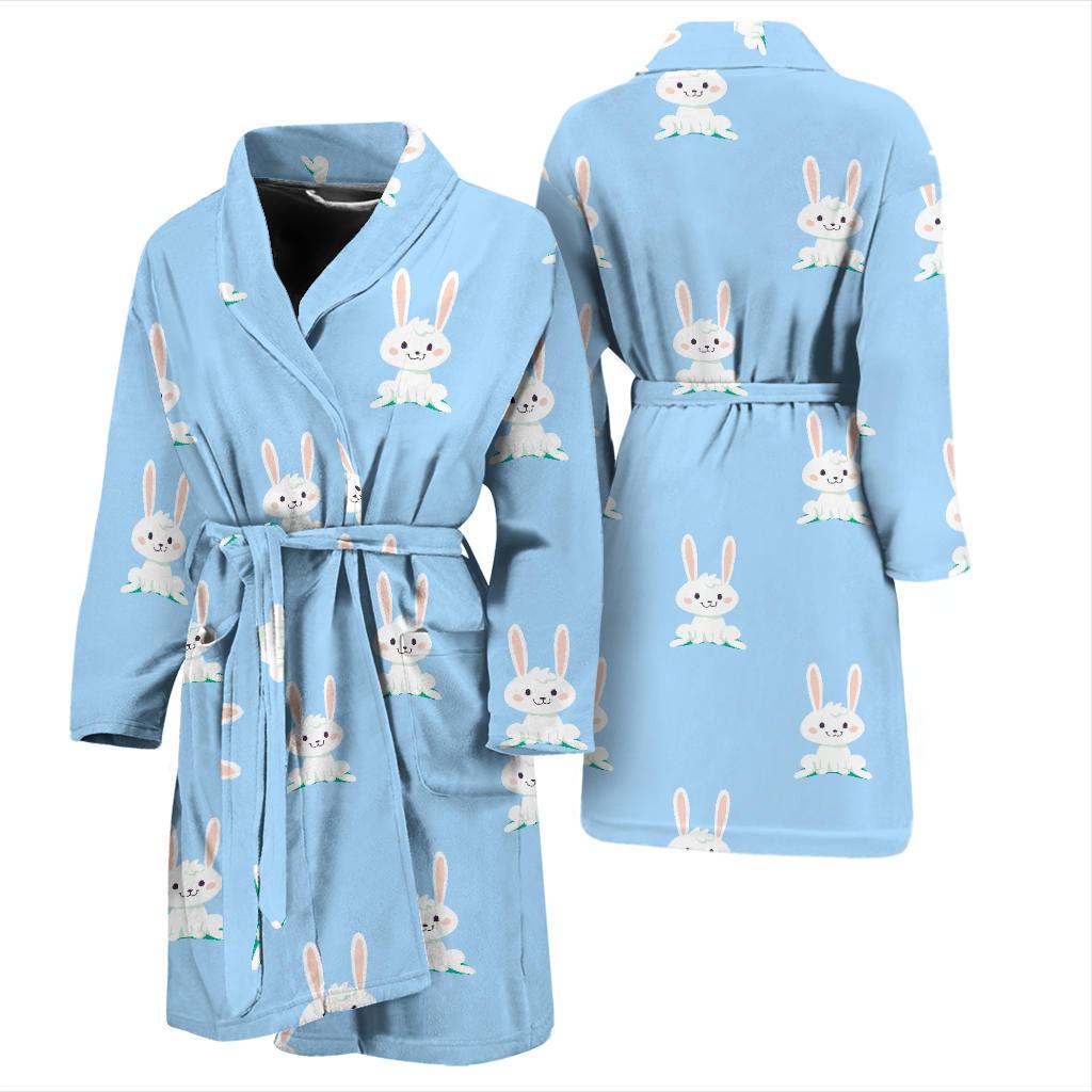 Rabbit Bunny Print Pattern Men Long Robe-grizzshop