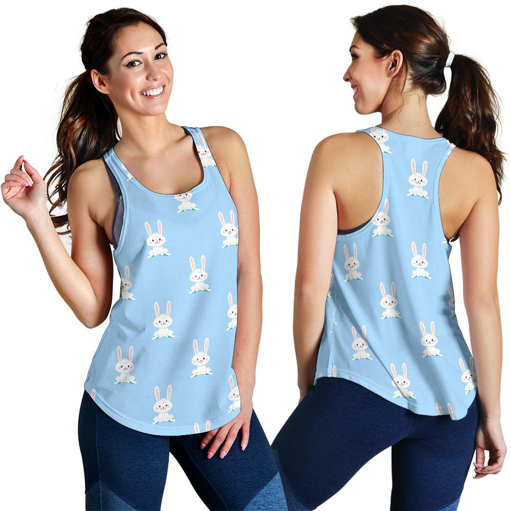 Rabbit Bunny Print Pattern Women's Racerback Tank Tops-grizzshop