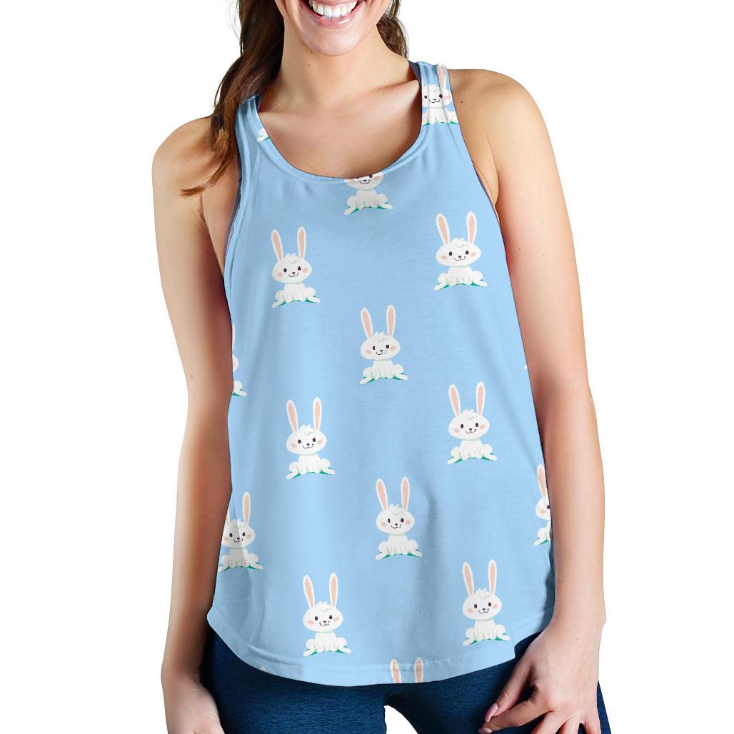 Rabbit Bunny Print Pattern Women's Racerback Tank Tops-grizzshop